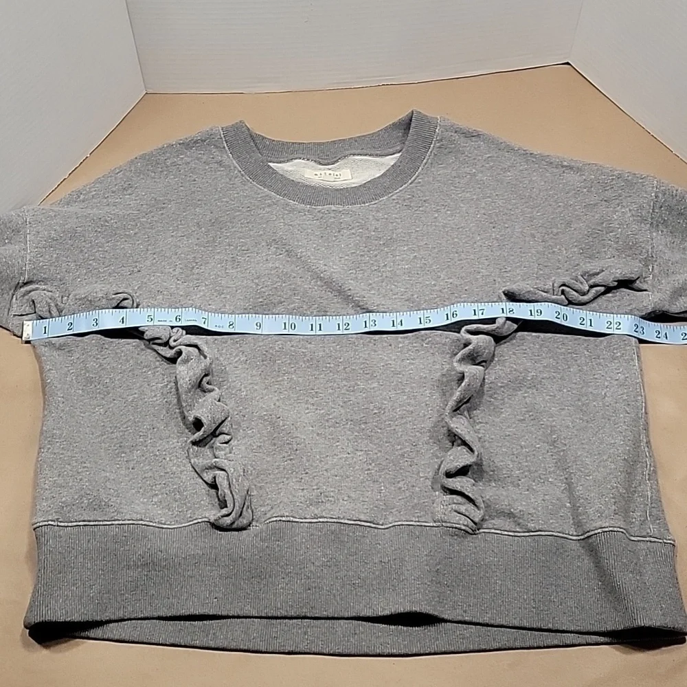 Mile(s) by Madewell, Size M, Oversized Gray Ruffle Sweatshirt.
